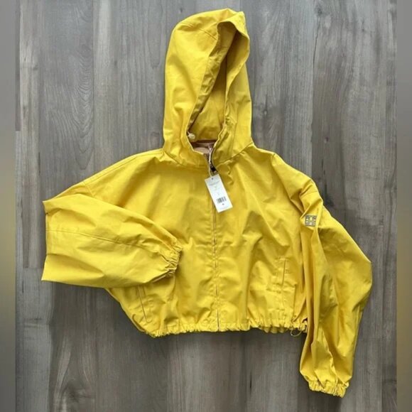 Tory Burch Double-Faced Canvas Cropped Yellow Jacket S - Picture 1 of 5